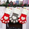 Décoration de décoration de Noël PAW SOCK Gift Sac Red Gris Christmas Bagure de bonbons non tissé Ornement de Noël Gift de Noël