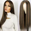 2021 Новый парик европейской и американской моды парик темперамент женский матрон прямые волосы раскол цвет роза чистая коленчатая голова