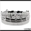 Charm Drop Delivery 2021 Men 4Pcs/Set Crown Charms Rame Beads Bracelets Braiding Man Luxury Jewelry For Women Bracelet Gift D8O3T