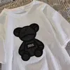 T-shirt da donna Harajuku Girls Plus Size Top Lettera Jacquard O-Collo Maniche corte Slipa Summer Summer Tshirt Bear Bianco Tees M-5XL Y0508