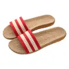 Men Women Slides Casual Slip Summer lovely Female Stripe Flax Linen Flip Flops Beach Shoes Sandals Female Dropshipping Wholesale Y0427