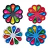 Rainbow Unicorn蝶の花の形のプッシュフィジットバブルおもちゃ感覚ディンプルキーホルダーのおもちゃキーホルダースクイーズボール