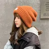 Loose Big Head Knitted Hat Women's Warm Wool Hat Satin Outdoor Autumn and Winter Show Small Face Dome Hat Clothing Accessories 220124