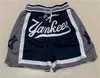 Short de sport pour homme Short de basket-ball Team Baseball Just Don Sport Wear Pantalon avec poche zippée Pantalon de survêtement Bleu Blanc Noir Hommes Ed 2024