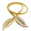 Ремни мода Женщины ремень Золото серебряный лист эластичный металлический растяжка с высокой талией аксессуары дамы сплошной цвет шикар
