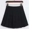 Kjolar 2021 Vår hög midja boll pläterad harajuku denim solid a-line sjöman kjol plus storlek japansk skoluniform