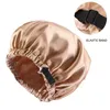 New Satin Hair Cap para dormir Invisível Plana Imitação de Seda Rodada de Cabeleireiro Mulheres Cerimônia de Headwear Ajustando Button Bone Night Hat