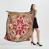 Scarves Top Quality Silk Scarf For Women Chinese Style Zodiac Print Pashmina Big Size Shawl Square Bandana Floral Kerchief Beach266T