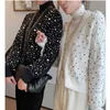Kadın pist kazak zarif örme ceket sonbahar kış giysileri gevşek inci boncuk rahat hırka kadınlar tops C-036 210522