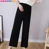 9/10 Longueur Mince Jambe Large Pantalon De Maternité Taille Élastique Ventre Pantalon Vêtements pour Pantalon Enceinte Femmes OL Travail Formel Grossesse 210713