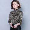Autumn Fashion Blusas Mujer De Moda Winter Long Sleeve Warm Women Blouses Print Turtleneck Pullover Ladies Tops 7700 50 210510