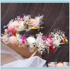 Hårsmyckesklipp Barrettes Handgjorda naturliga blommor Vine Bridal Tiara Crown Bride Chaplet Headpiece Women Wedding Decoration for Jewe