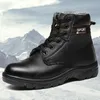 Bottes de travail en plein air pour hommes, chaussures de sécurité chaudes à bout en acier, bottes de neige en cuir, anti-écrasement, piercing q5un, hiver