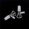 14mm 18mm Male Thick Round Glass Funnel Bowl Slide Smoking Adapter Herb Dry Bowls with handle Tobacco for water Bongs Oil Burner