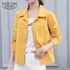 Lente herfst denim geel jas vrouwen losse jeans jas en jas mode overjas lange mouw jas dames tops 210527