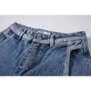 Pintado azul calças jeans cintura alta vintage rua rua jeans calças mujer moda harajuku bf ulzzang calças retas 210417