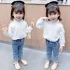 Toddler Girls Blouse koronkowe koszule dziewczęta Ruffles koszule dla dziewcząt dla dziewczyn Casual Style Baby Girl Ubrania 210412