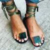 Sgesvier Nude Straps Rome Sandals Women Flat 2021 Summer Lace Up 5 Colors Cross Tied Women's Shoes Plus Size 34-48