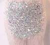 Handmade Mesh Perspective Sparkly Crystals Long Dress Evening Party Rhinestones Dresses Birthday Celebrate Costume Fringes Dress 210709