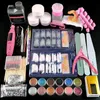 Nail Art Kits Professional Full Acrylic Kit med 120 ml flytande dekorationer allt för Manicure Tools7933291