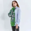 Koszula drukująca dla kobiet Lapel Collar z długim rękawem Patchwork Hit Kolor Cekinę Luźnej Bluzki Kobiet Jesień Ubrania 210524