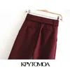 Vintage Stylish Office Wear High Waisted Pants Women Fashion Zipper Fly With Belt Pockets Female Ankle Trousers Pantalones 210416