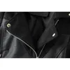 Mode Patchwork Women Pu Coat Spring Black Cusual Ladies Leather Jackor Cool Pocket Female Coats Loose Girls Jacket 210427