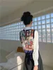 Vintage Kolsuz Üst Kadınlar Bluz Kırpma Geri Lace Up Patchwork Baskı Tunik Etnik Tarzı Moda 210427