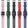 Rubber Siliconen Case Cover Polsriem voor Apple Watch Series 7 6 SE 5 4 3 38mm 42mm 40mm 44m 41mm 45mm koolstofvezel textuur band