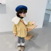 Girls Solid Color Warm Jackets Korean Style Petal fur collar Kids Winter Jacket Outwears Toddler Children's Woolen Coat 1-6Y 210615