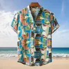 Casual shirts van heren Hawaiiaans shirt mannen korte mouw zomerse bloemen losse stijl etnische katoenen linnen bedrukken strand blouse heren's