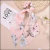 Pony Tails Holder Jewelry Jewelryfashion Floral Print Scrunchies Long Ribbon Elastic For Women Hair Scarf Aessories Sweet Ponytail Band Drop