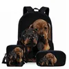 3 pièces cartable pour filles garçons mignon 3D teckel chien impression sac d'école enfants enfants livre sacs primaire étudiant sacs à dos sac à dos X0529