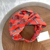 Chain Pattern Hair Bands Strawberry Printed Headbands Cute Style Letter Headscarf Soft Satin Crossed Headdress