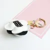 Camellia Flower Keyrings Bag Charms Pu Leather Pendant Car Nyckelkedjor Tillbehör Black White Rose Röda smycken Keychains Rings Hol214V