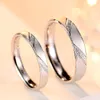 Trendy Wedding Pure 100 925 Sterling Jewelry Accessories Lovers Micro Scrub Silver Couple Rings for Women Men1237891