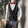 Fashion Dress Vests For Men Casual Slim Fit Suit Vest Waiter Nightclub Work Waistcoat Suits Men Gilet Chalecos Para Hombre 210527