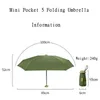 Mini paraguas plegable de cinco bolsillos con protección UV, sombrilla plegable de viaje, paraguas ligero plano