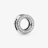 100% 925 Sterling Silver Circle of Pave Clip Charms Fit Refleksje Mesh Bransoletka Moda Kobiety Wedding Engagement Jewelry Akcesoria