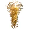 Ręcznie wysadzony szklany żyrandol lampy wisiorki złoto kolor sztuki