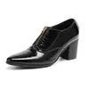 Zíper de couro genuíno de couro de salto alto da marca de calçados italianos, sola grossa de sapatos oxford tamanhos grandes botas masculinas