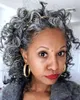 Miękkie i wygodne szare włosy ludzkie ponytail rozszerzenie clips sznurek prawdziwy szary kucyki dla czarnych kobiet African American Puff