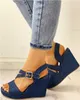 2021新しい到着の女性のくさびサンダル夏の青いプラットフォームカジュアルシューズハイヒールのSandalias Mujer Zapatos de Y0721