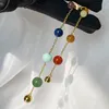 Chain Gem Earrings Stud Asymmetrical Mid-Long Style Thin and Light Luxury Personality Trend Fashion Female Jewelry Accessories