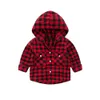 Mudkingdom Boys Shirts Spring Hooded Långärmad Casual Kids Kläder Höst Plaid Patch Fashion Toppar 210615