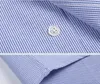 Classic Sky Blue Striped Oxford Shirt Men Slim Fit Button Down Dress Shirts Mens Långärmad Business Casual Shirt Man 210522