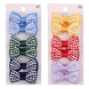 6Colors Grosgrain Ribbon Hair Clips Print Mini Hårbågar För Barn Flickor Hårpin Headwear Kids Hårtillbehör