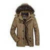 Winter Mens Parkas Fur Linner Hooded Jacket Män Tjock Fleece Cotton-Oadded Coat Multi-Pocket Fashion Casual Brand Parka Overcoat 211126