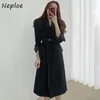 Neploe Coll Collar Krótki rękaw Solidna kurtka Kobiety Slim Talii Sashes Work Style Ol Coat Femme Spring New Blazer 210423