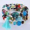 Bossimi Shell Crystal Accessories Mix and Match Multi-Layer Pärled Temperamental Elastic Armband Steel Wire Stone Bangle